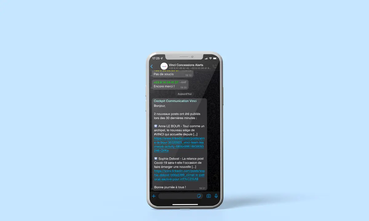 The PocketBoard integrates your data directly into WhatsApp