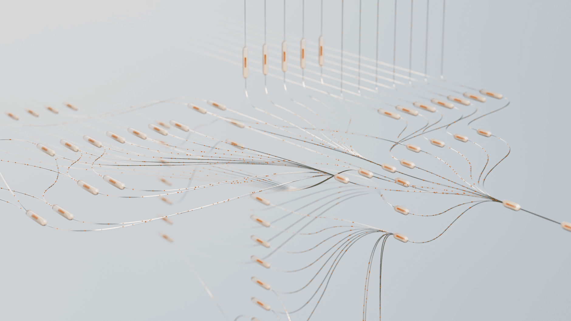 Elegant 3D visualization of neural networks showcasing abstract connections in a digital space.